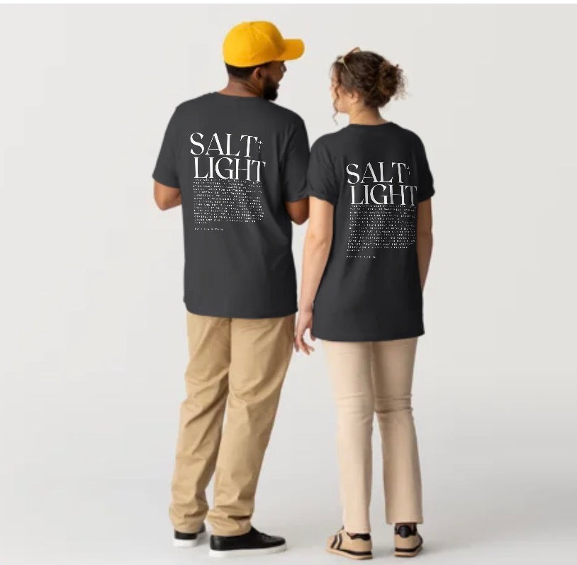 Salt and light screen printed shirt