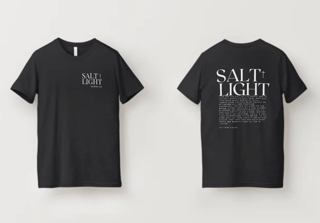 Salt and light screen printed shirt